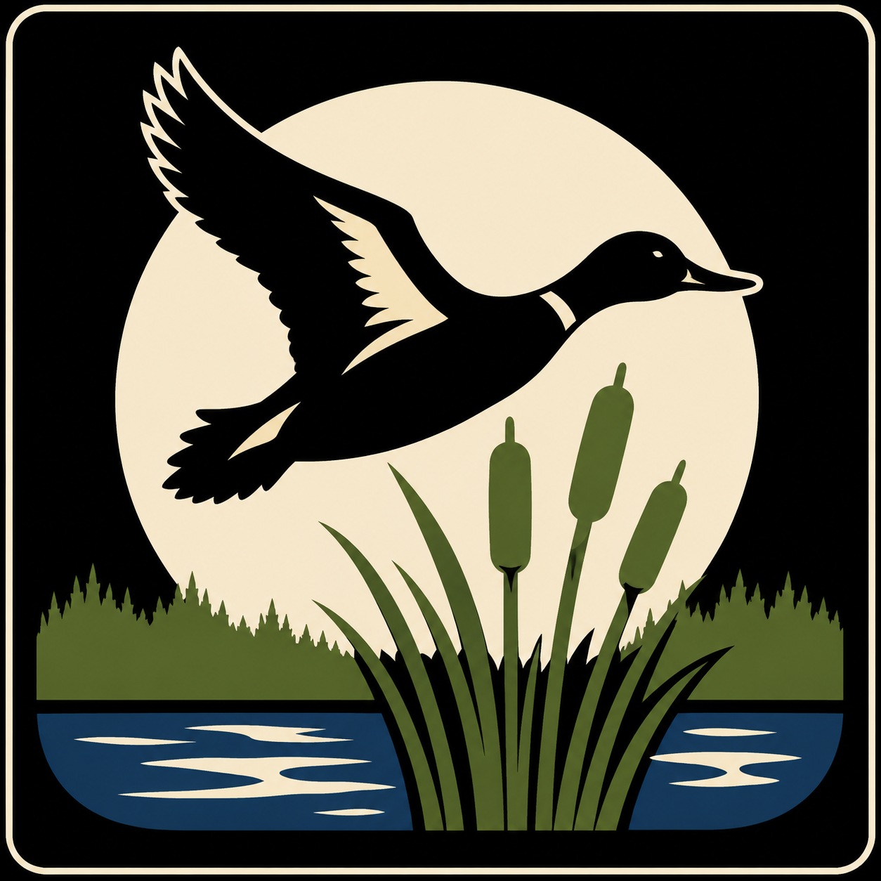Duck Over Cattails